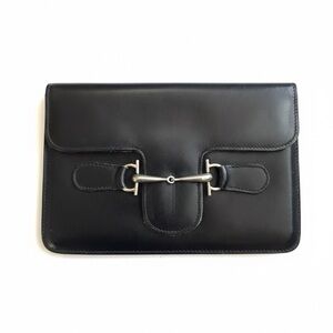 Gucci Horse-bit Black Leather Pouch